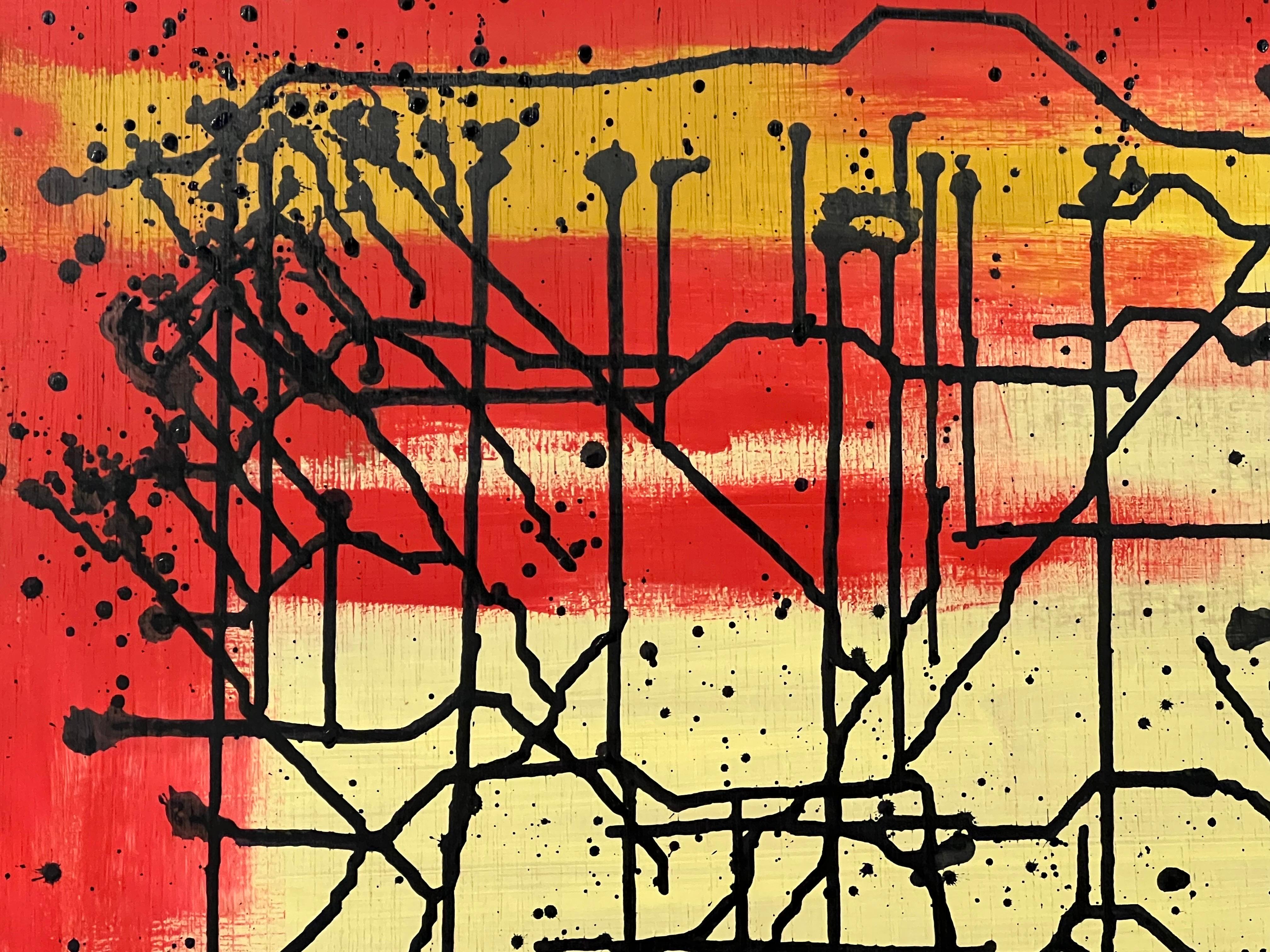 „Fractured Mind“ – Abstraktes Gemälde auf Karton des britischen Graffiti-Künstlers im Angebot 2