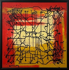 Mente fracturada" - Pintura abstracta sobre tabla del artista británico del graffiti
