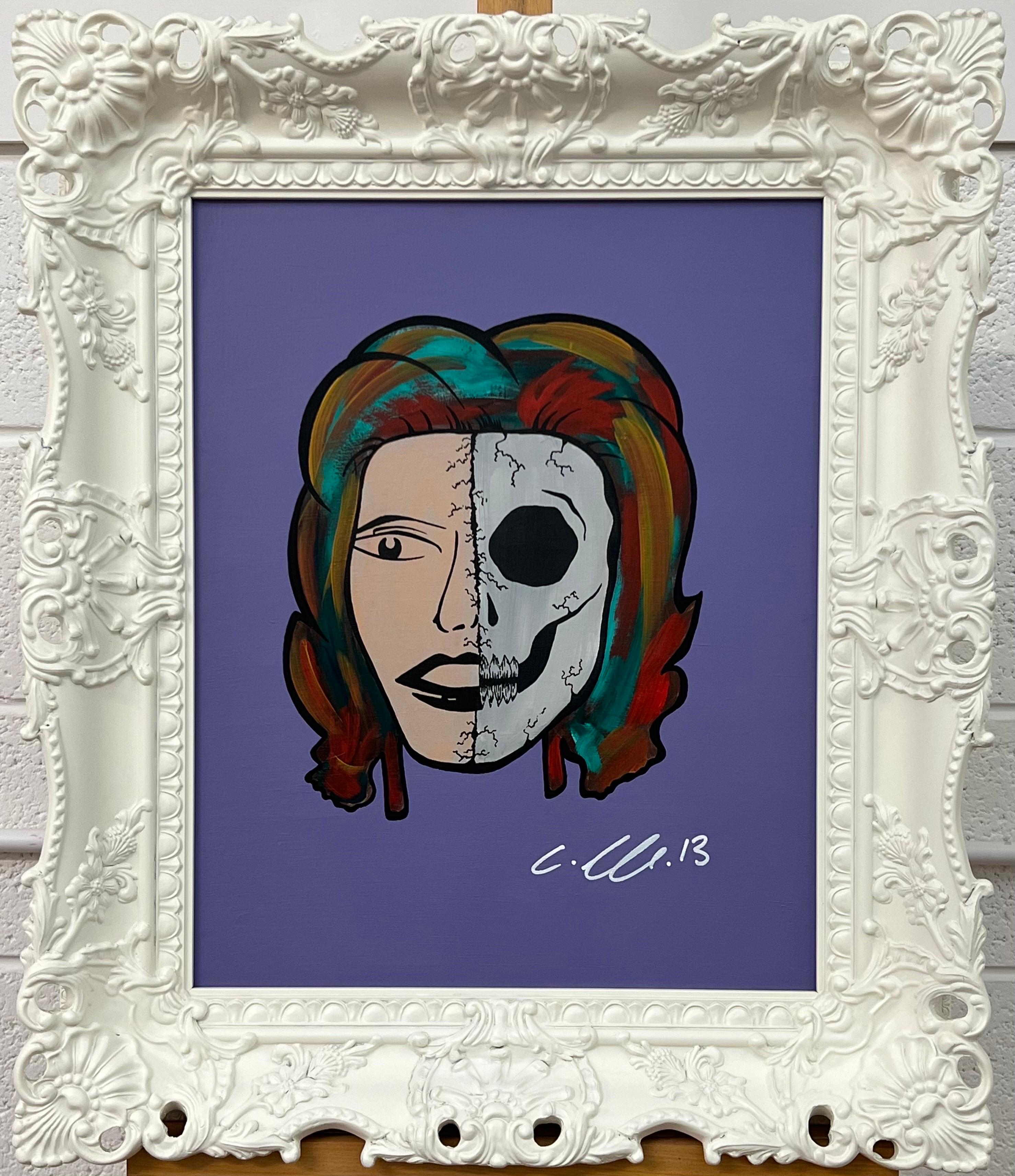 Half Skull & Female Face Porträt Pop Art von britischer Urban Graffiti-Künstlerin  im Angebot 11