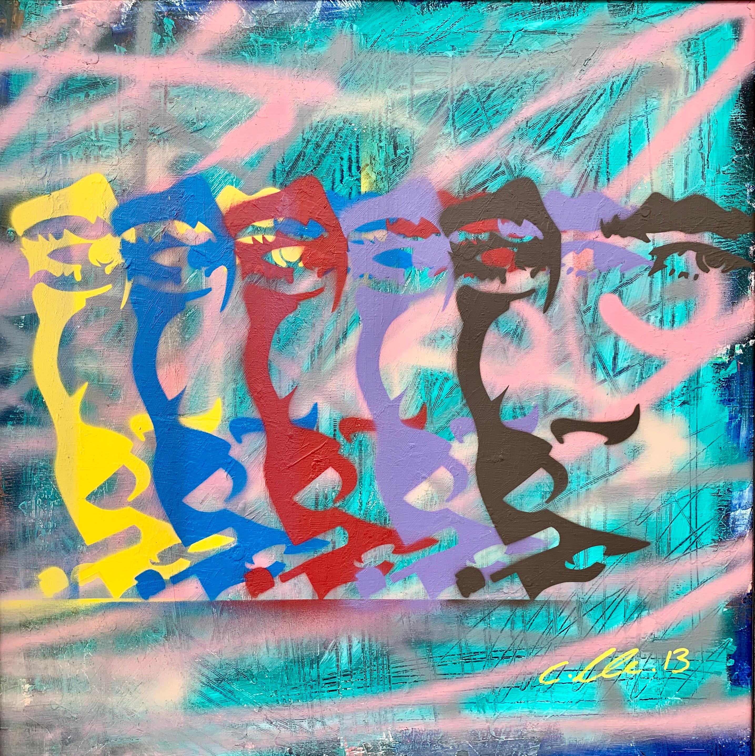 James Dean Rauch-Zigarettenporträt-Porträt Pop-Art des britischen Urban Graffiti-Künstlers – Painting von Chris Pegg