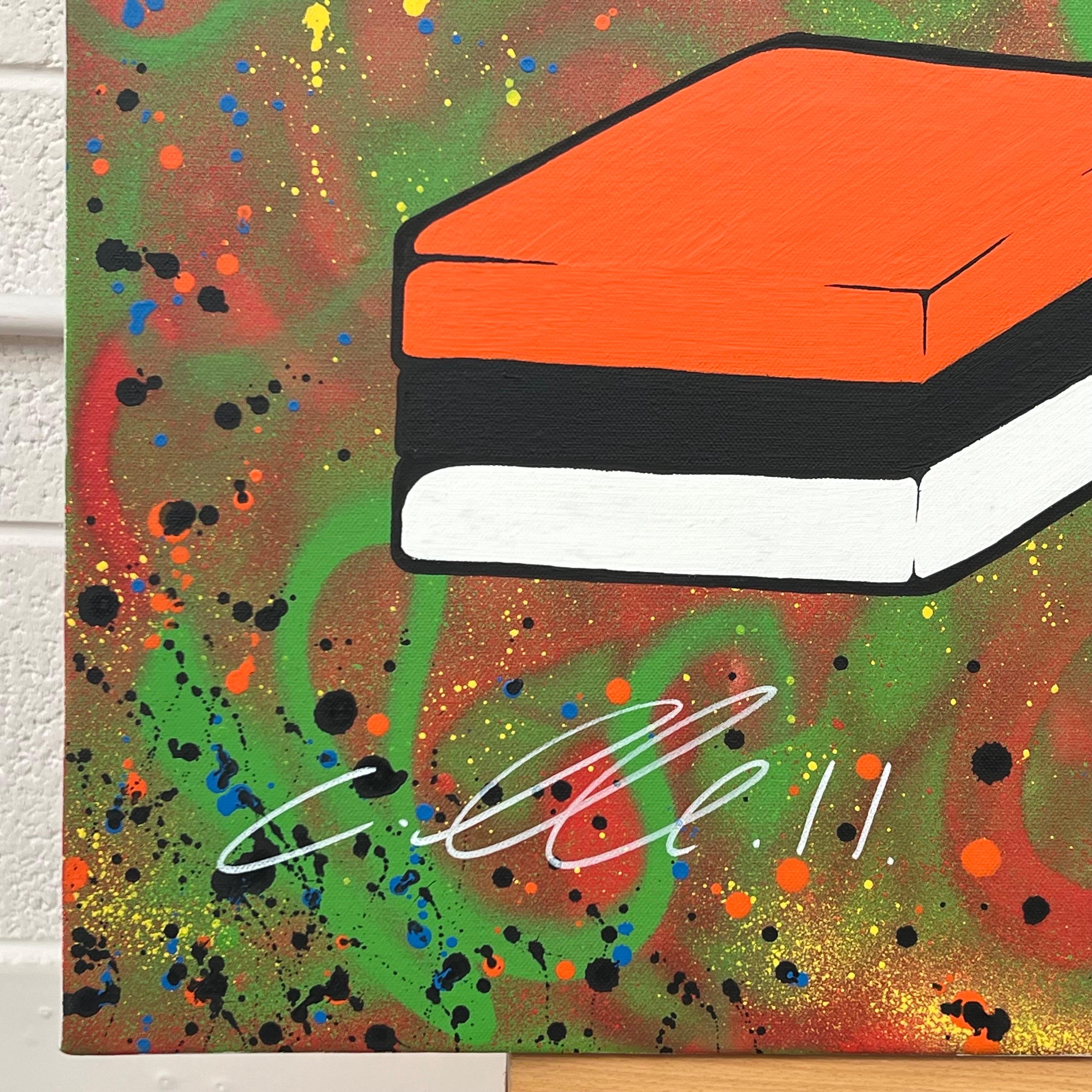 Liquorice Sweets Pop Art on Abstract Background by British Graffiti Artist - Painting by Chris Pegg