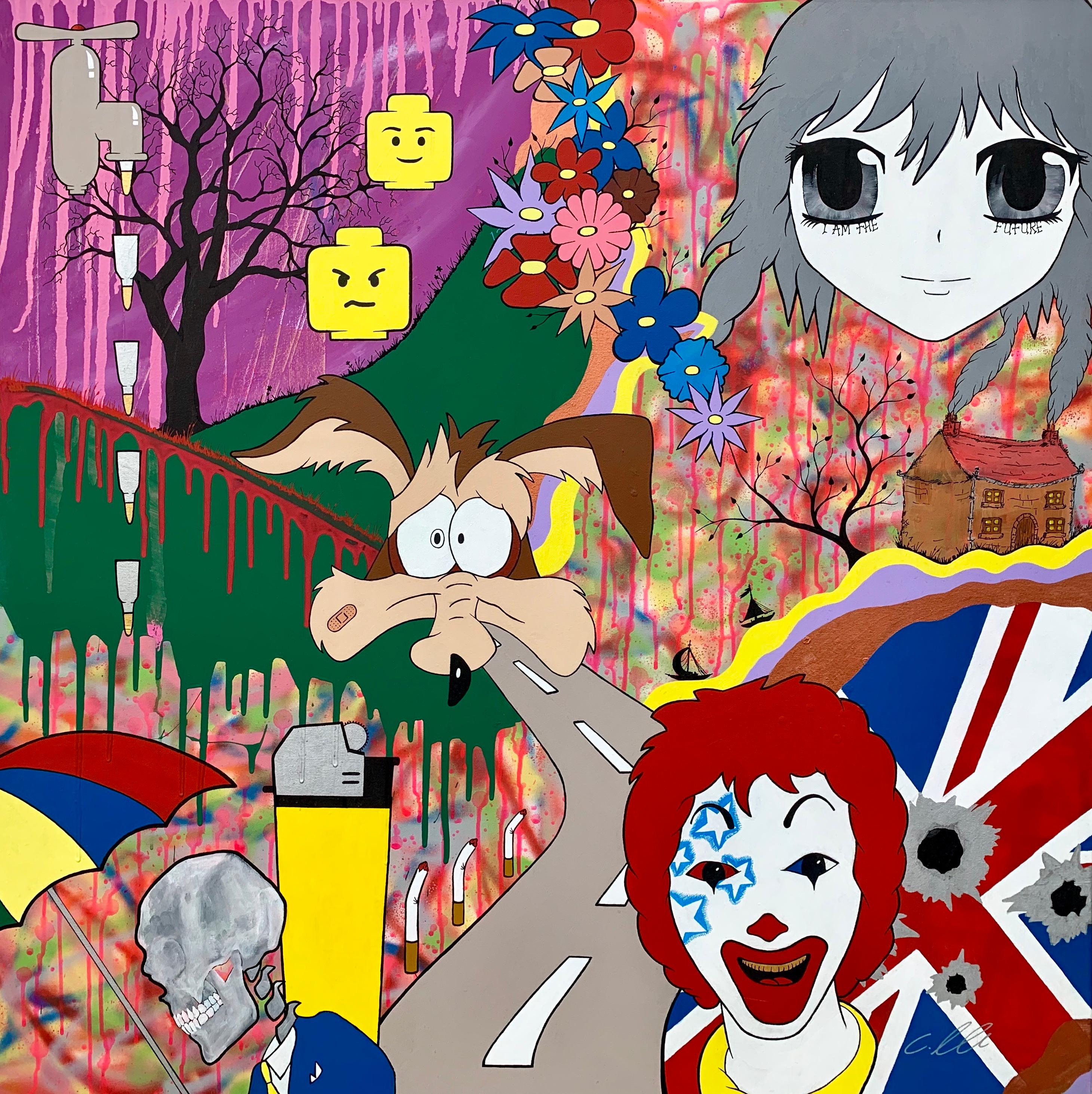 McFuture Colourful Manga Cartoon Pop Art by Young British Urban Graffiti Artist - Mixed Media Art by Chris Pegg