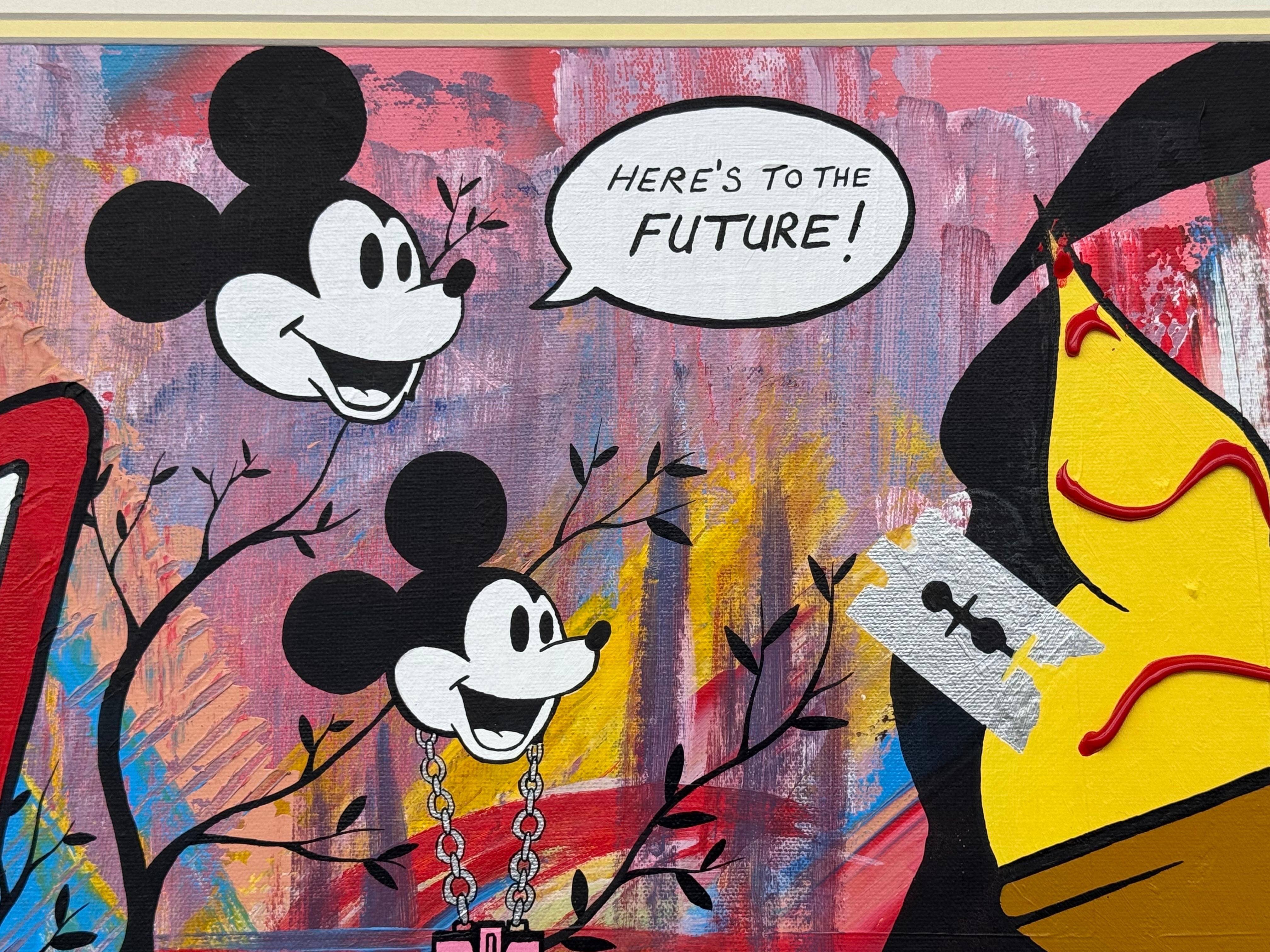 Mona Lisa Mickey Mouse Manga Cartoon Pop Art by British Urban Graffiti Artist For Sale 7