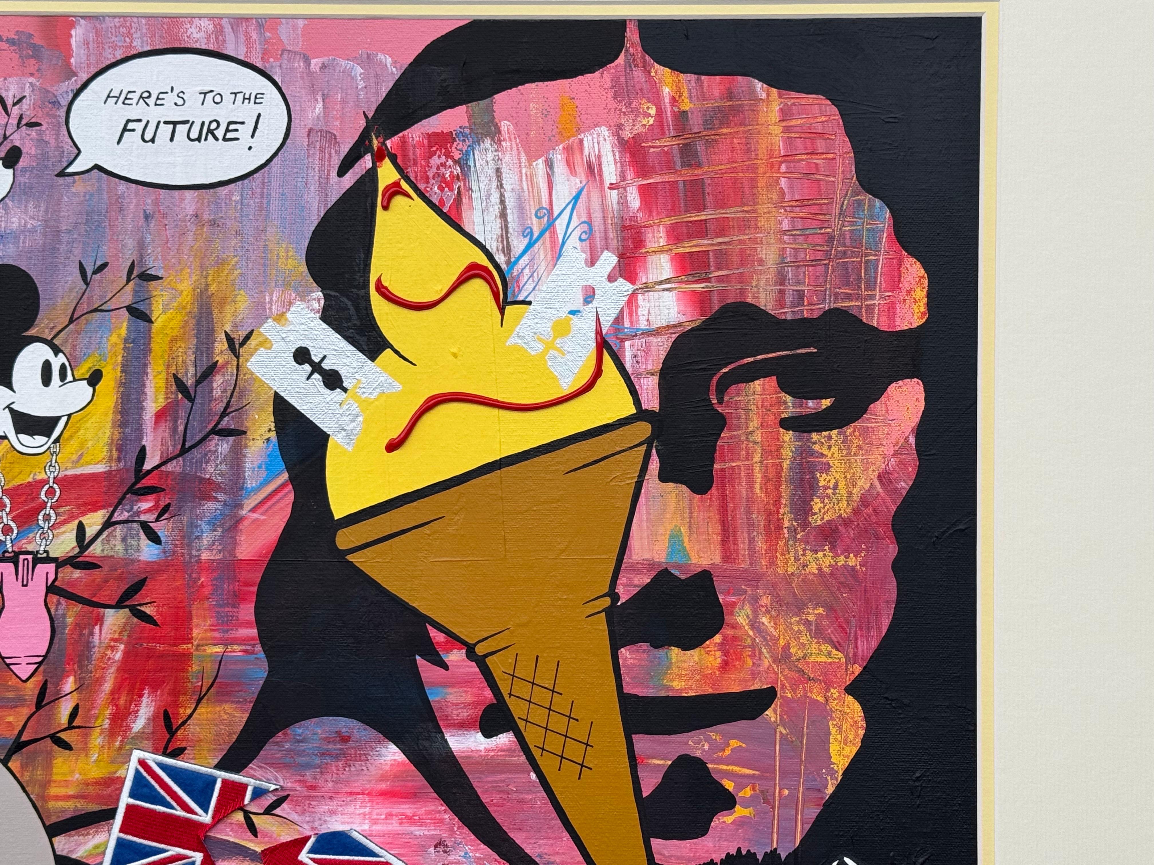 Mona Lisa Mickey Mouse Manga Cartoon Pop Art by British Urban Graffiti Artist For Sale 8