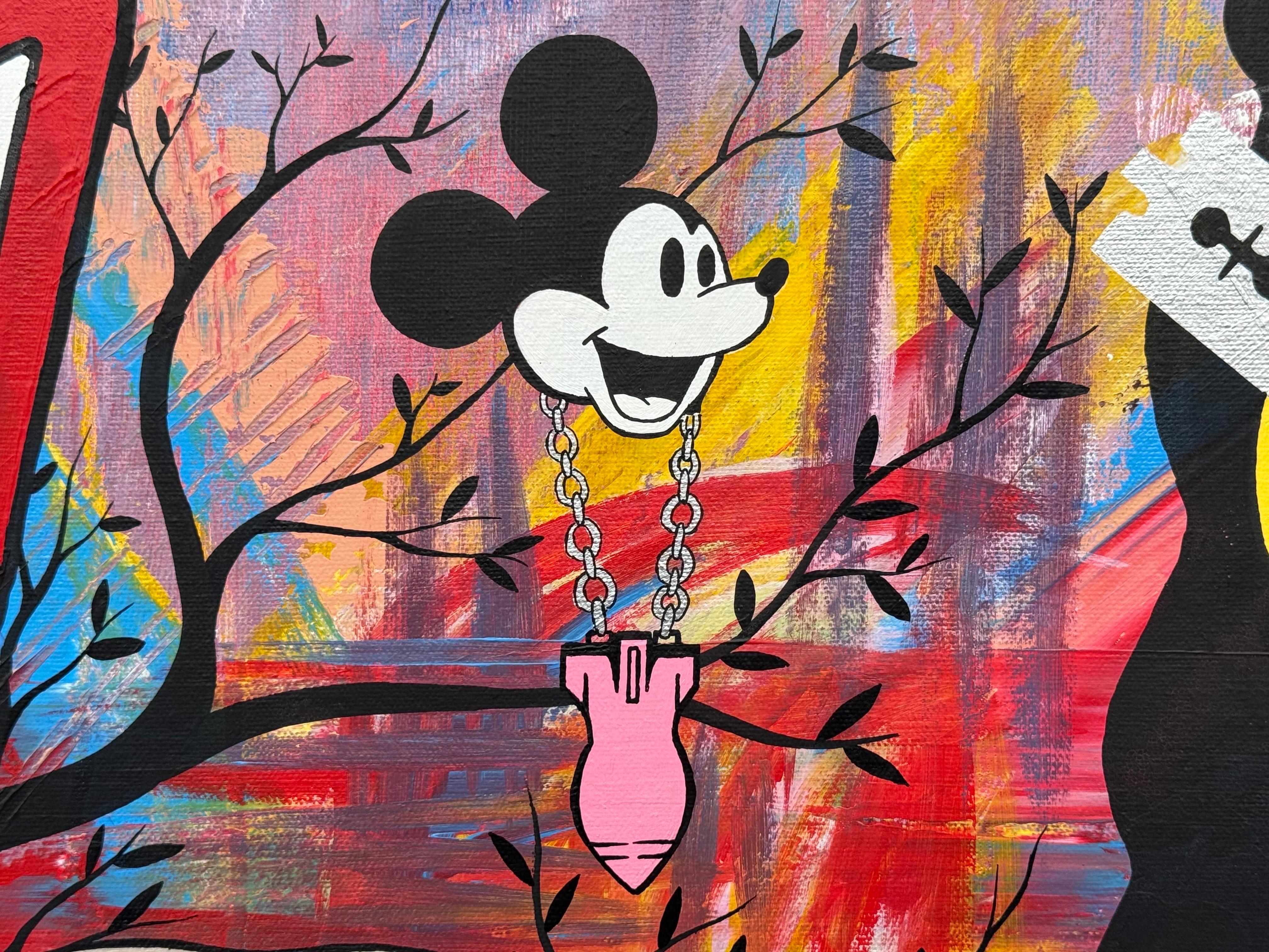 Mona Lisa Mickey Mouse Manga Cartoon Pop Art by British Urban Graffiti Artist For Sale 9