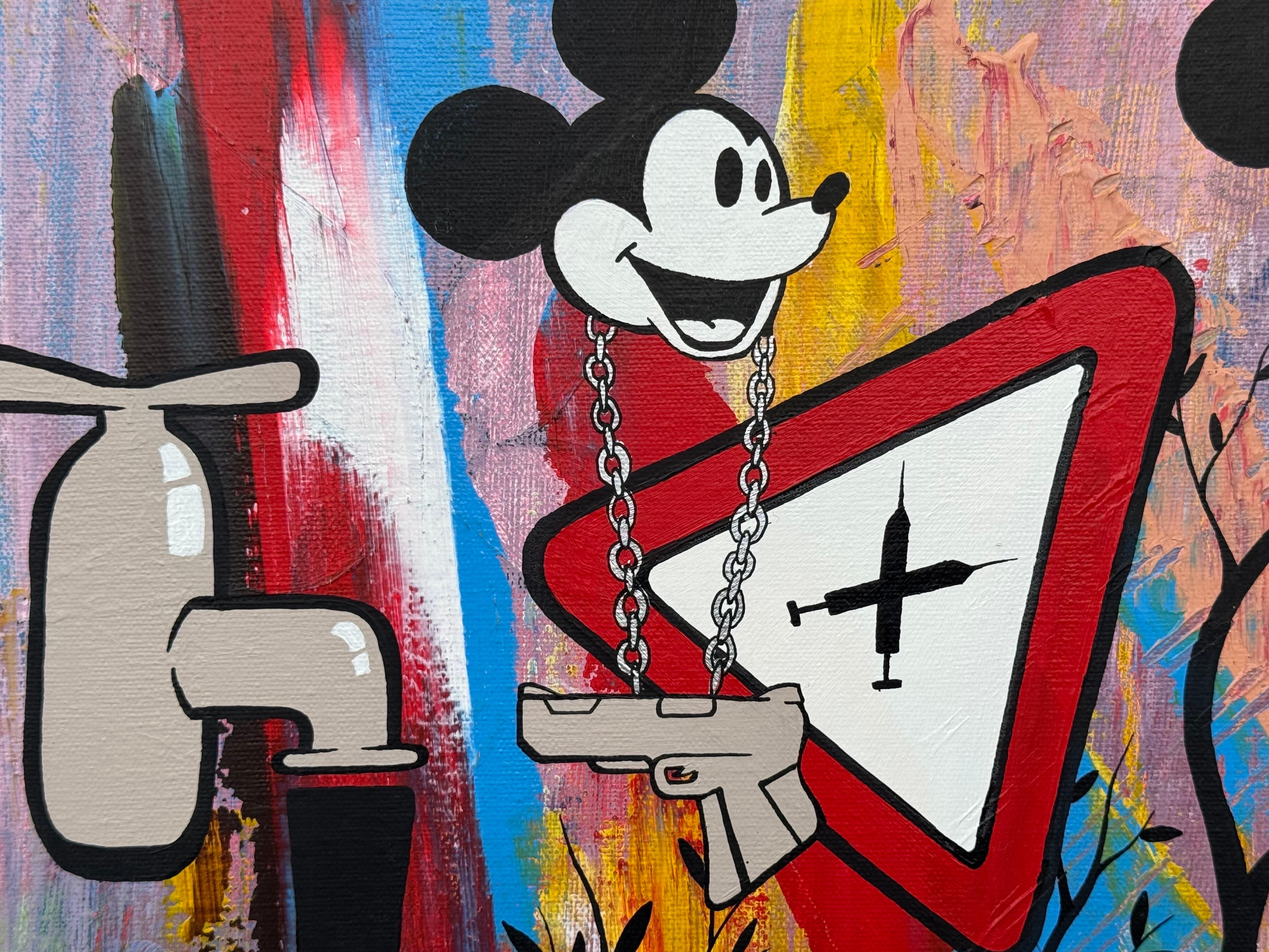 Mona Lisa Mickey Mouse Manga Cartoon Pop Art by British Urban Graffiti Artist For Sale 10