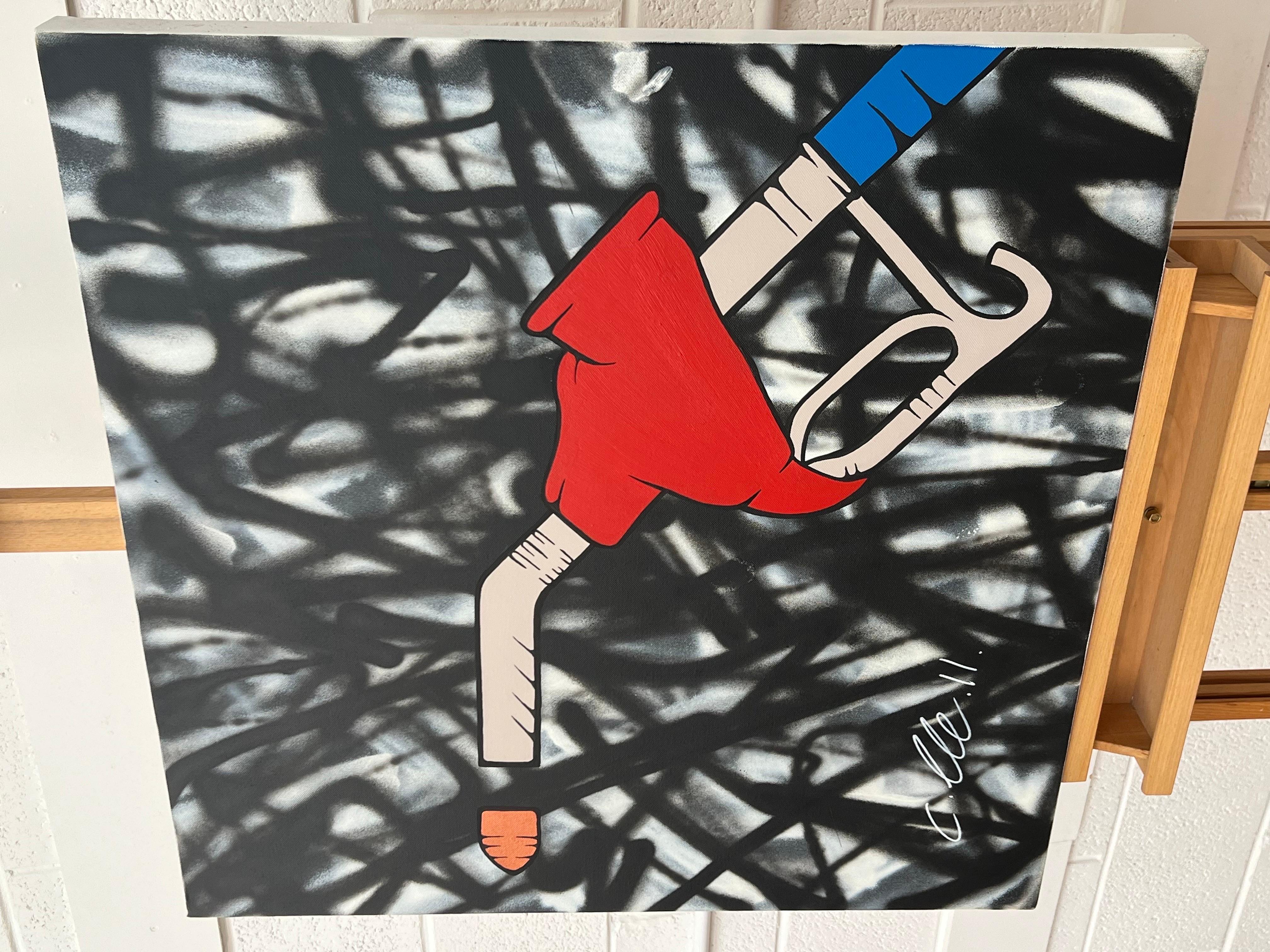 Öl- Gas-Flammen-Pump-Kunst auf abstraktem Hintergrund des britischen Graffiti-Künstlers im Angebot 4