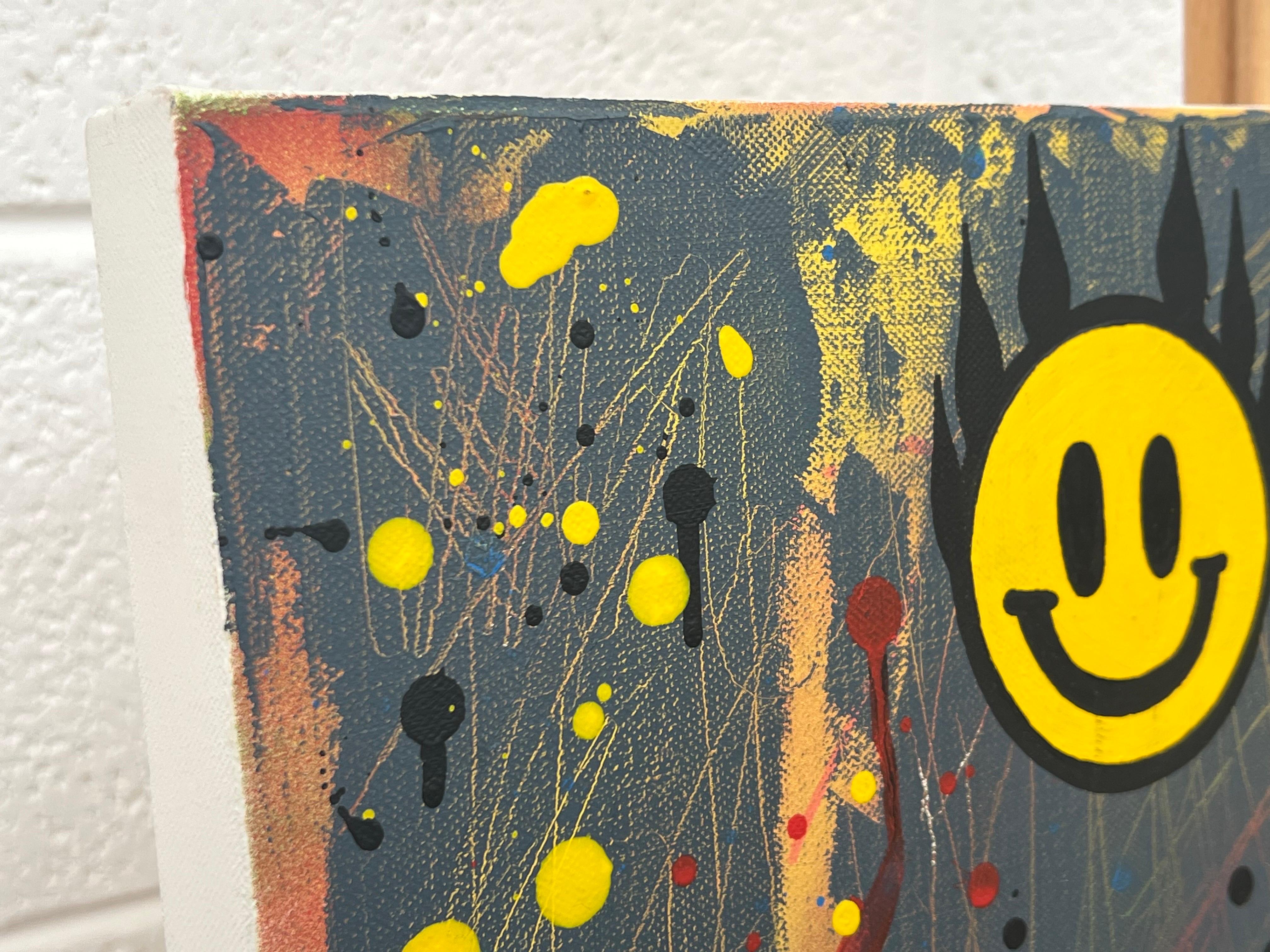 kull und Emoji Pop-Art auf abstraktem Hintergrund des britischen Graffiti-Künstlers im Angebot 7