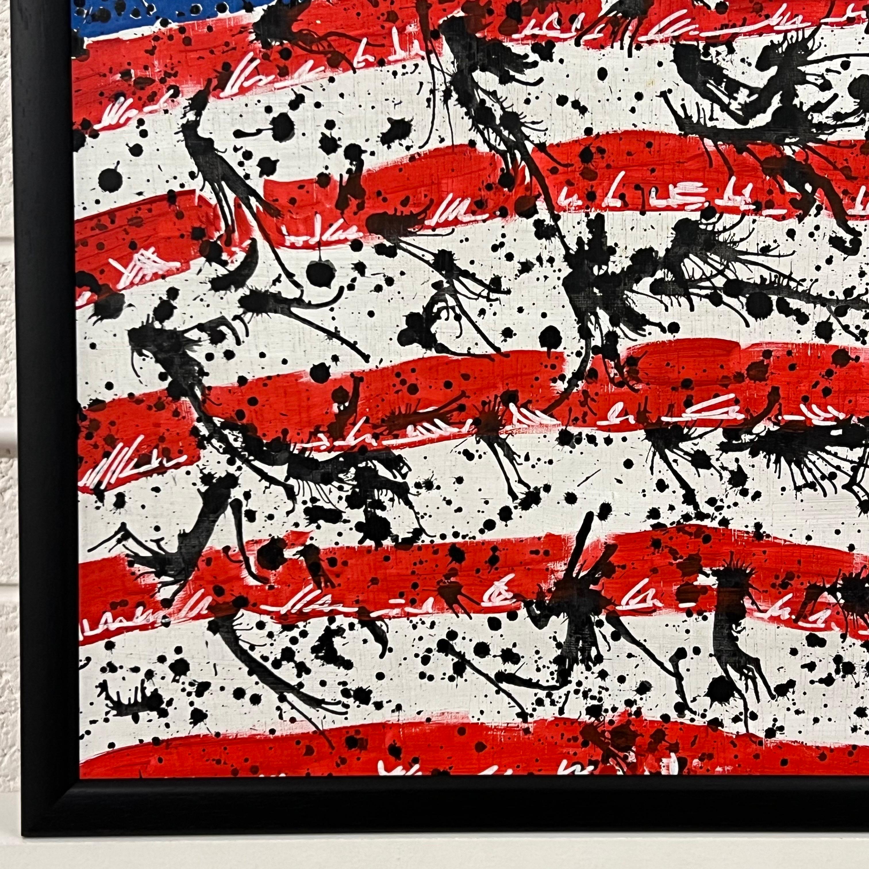 Stars & Stripes Painting entitled 'A Bit Rich' by British Graffiti Artist For Sale 1