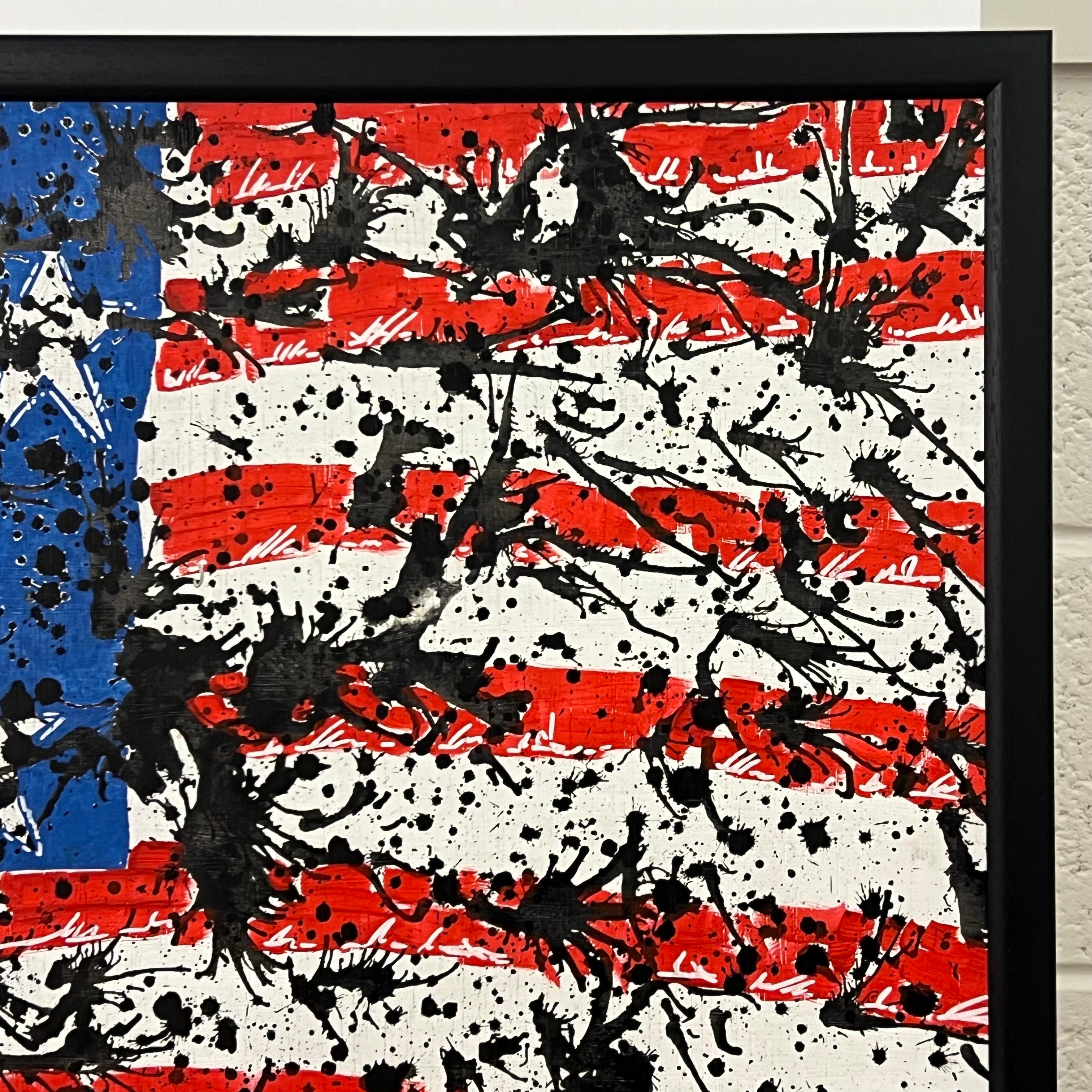 Stars & Stripes Painting entitled 'A Bit Rich' by British Graffiti Artist For Sale 3