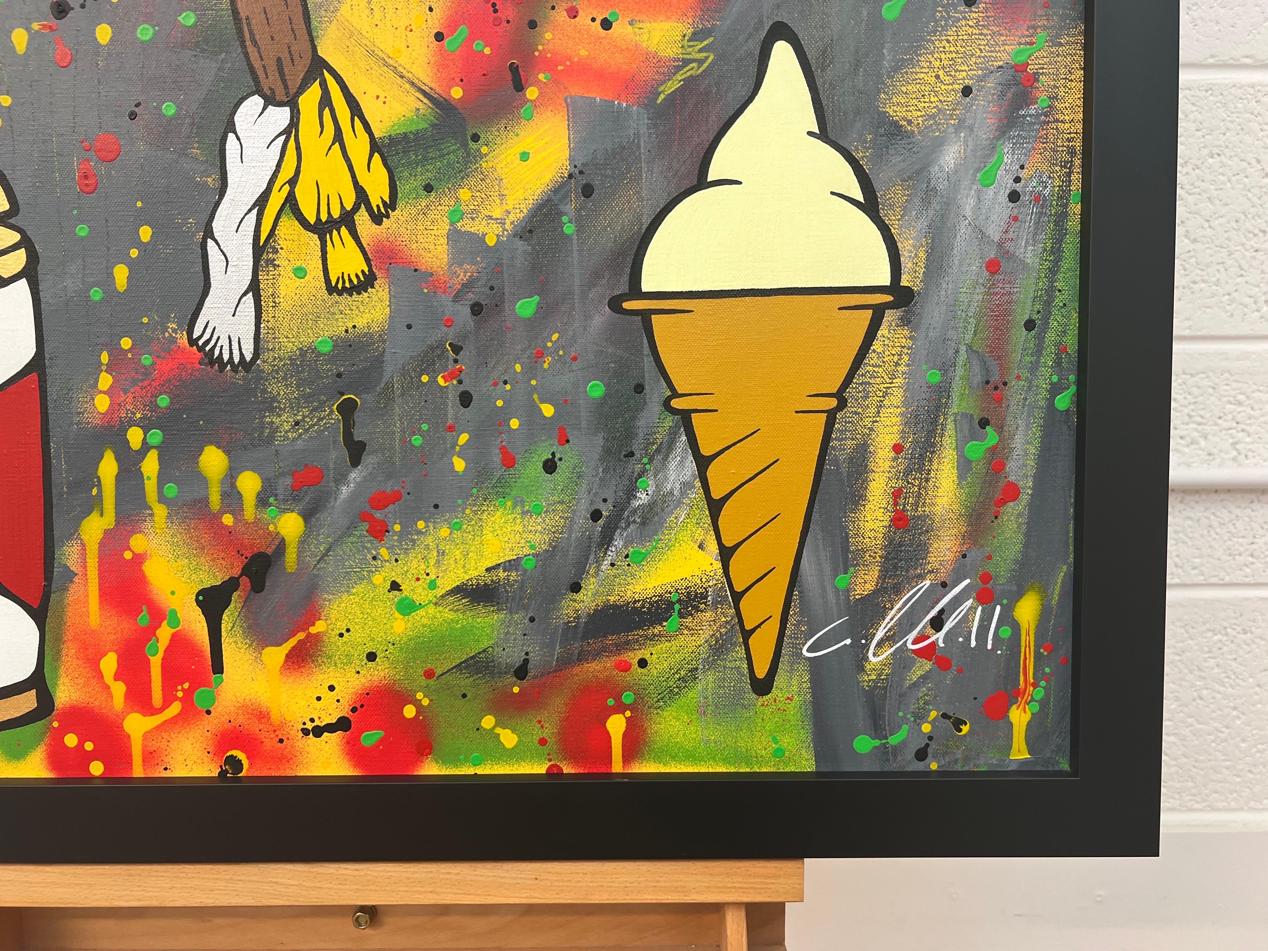 Yummy Sweets & Treats Pop Art on Abstract Background by British Graffiti Artist For Sale 7