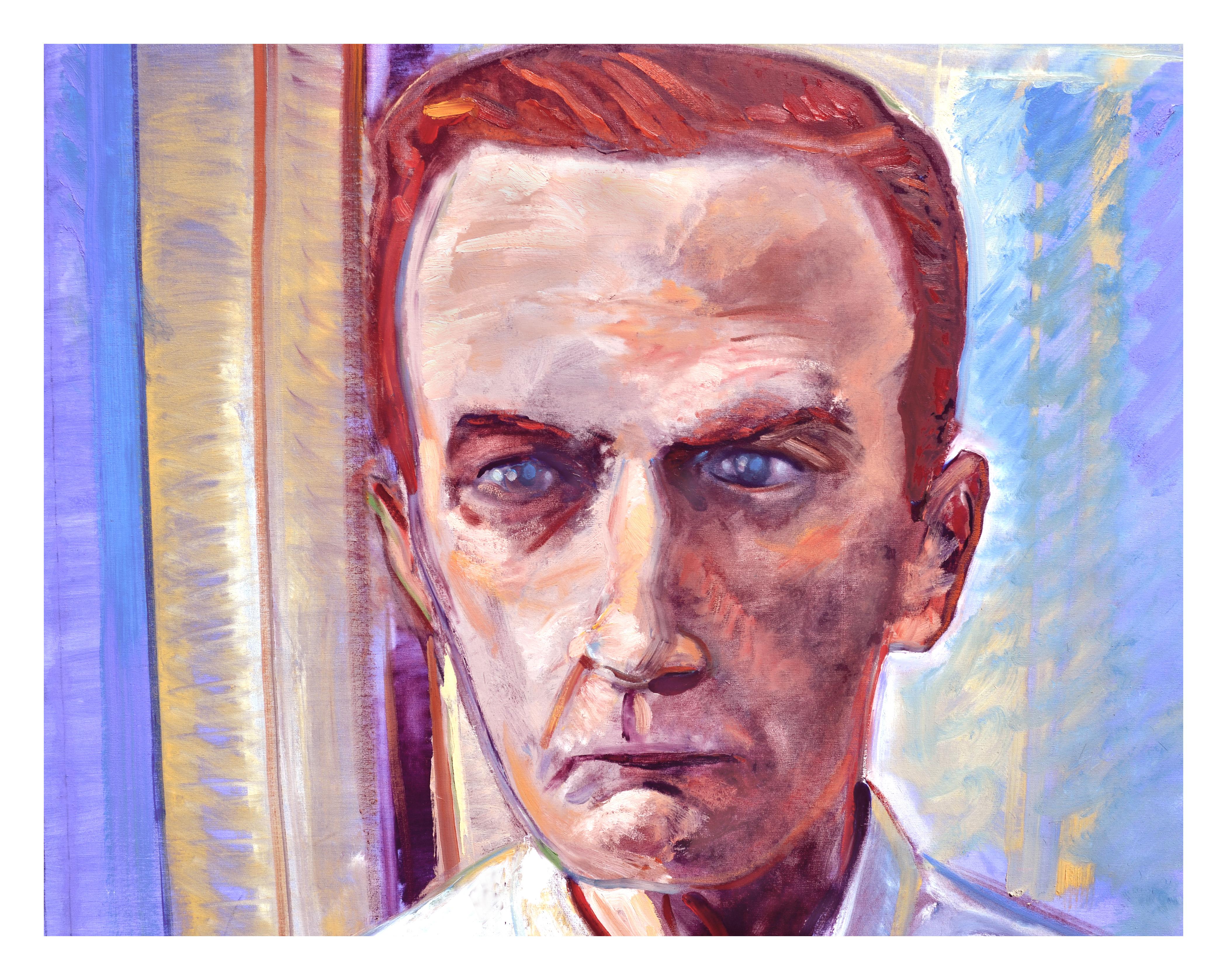 Large-Scale Modern Multi-Color Portrait of Noir Author Cornell Woolrich  - Painting by Chris Pelletiere 