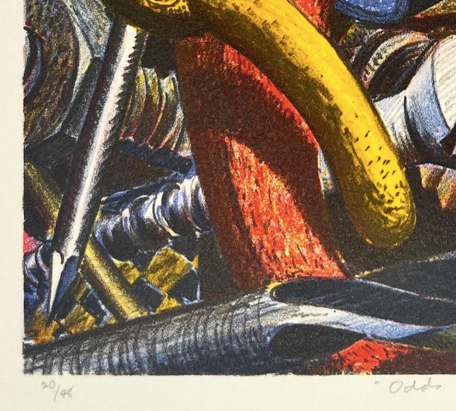 Odds and Ends, 1987 - Colourful Lithograph Print with Screws and Metalwork Items For Sale 2