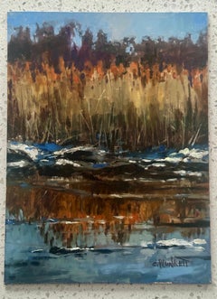 "Neponset River Reflects", Zeitgenössische Landschaft, Sumpf, Küstenlandschaft, Ölgemälde