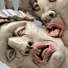 "Pelo Azul" , Escultura Contemporánea de Gres Cerámico con Esmalte y Subesmalte