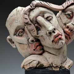 "Threesome", Stoneware Sculpture with Glaze and Underglaze