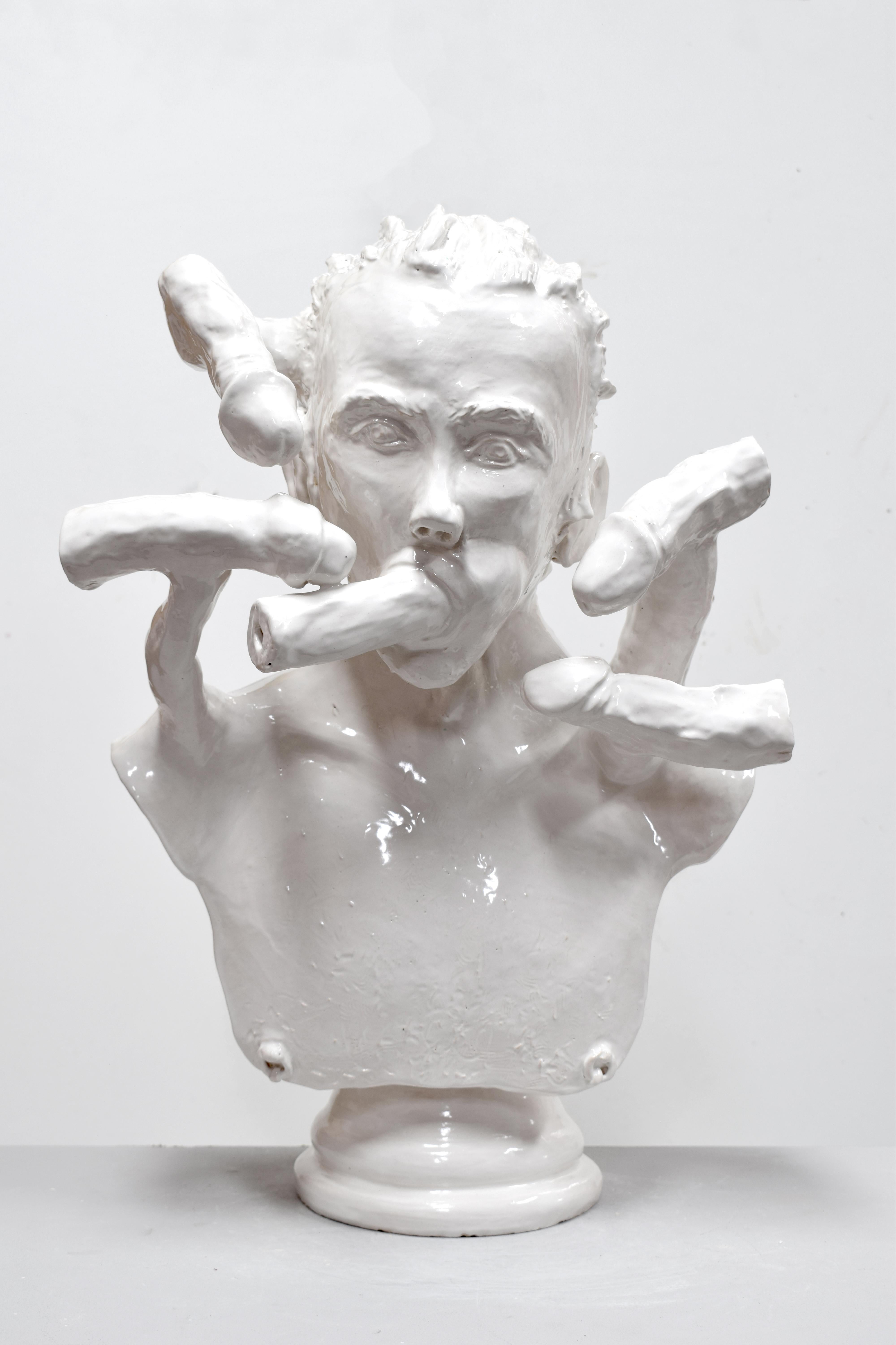 Chris Rijk Figurative Sculpture - Selfportrait surrounded by willies