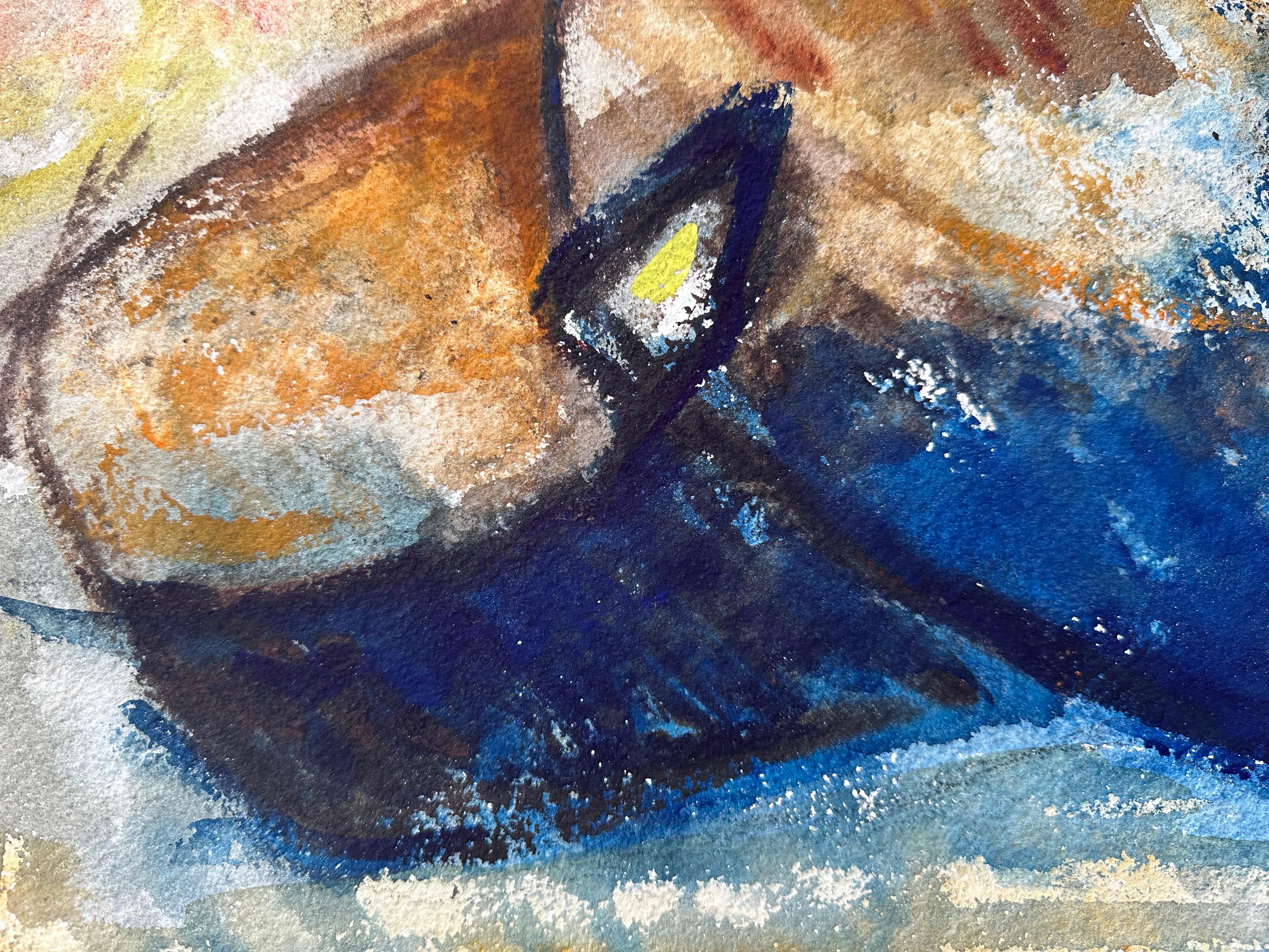 Uccello su rocce marine - Painting Cubismo di Chris Ritter