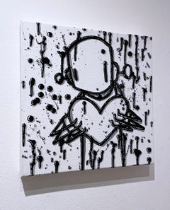 Be Like Water (2022), Chris RWK street art, graffiti drips, black & white heart