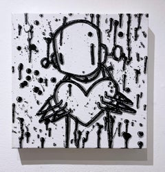 Be Like Water (2022), Chris RWK street art, graffiti drips, black & white heart