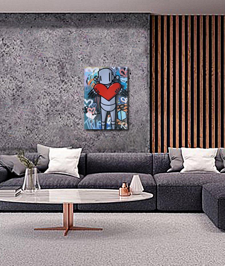 Großes „Carry this with you“ 36x24“ Acryl, Sprühfarbe und Collage auf Leinwand 1
