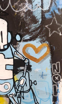 „Found in Foundation“ 12x12 Acryl und Sprühfarbe auf Leinwand