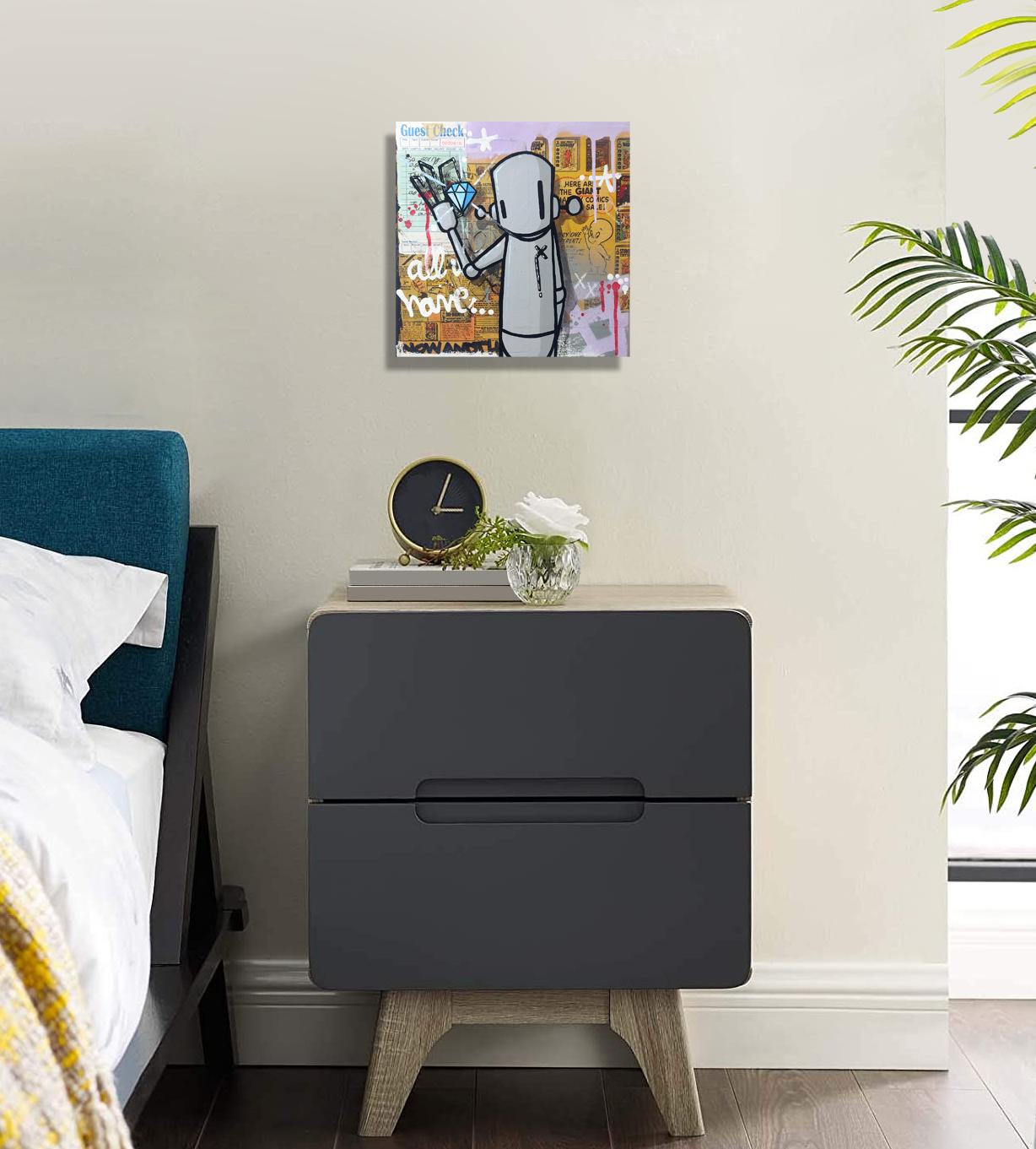 We are please to announce that our gallery is now representing the larger collectible works on canvas of Chris RWK. That being said, we are offering several small works this week so that new collectors will be able to start their collecting of