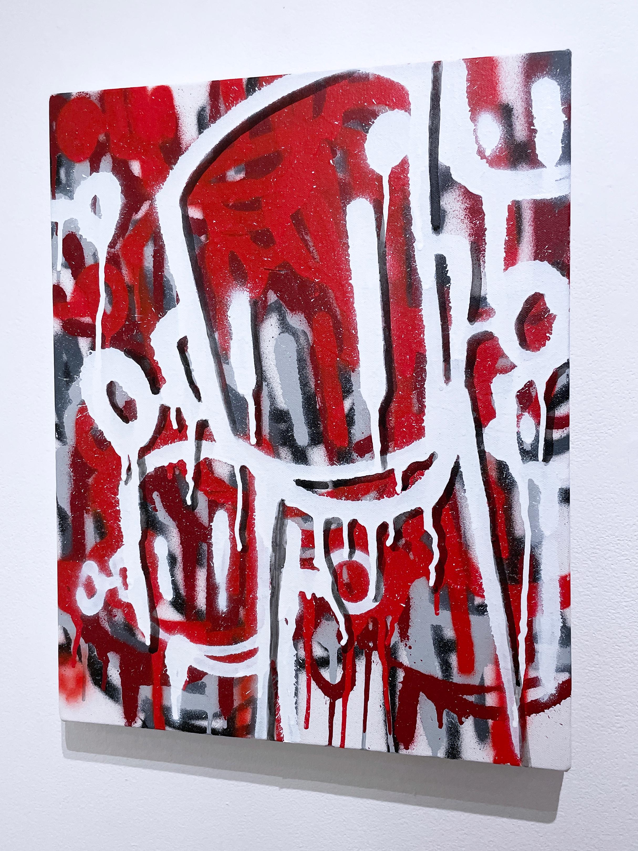 Mémoires ou fantômes de Chris RWK, art de la rue, graffiti, peinture à la bombe, rouge et blanc en vente 2