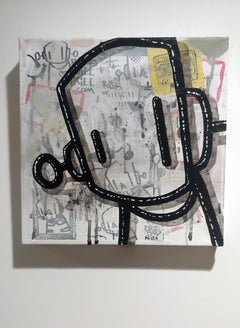 „Movement“ 12x12 Acryl und Sprühfarbe auf Leinwand