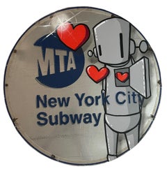 On the Go by Chris RWK, street art, graffiti, spray paint, metal NYC subway sign
