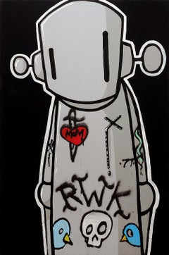 "Pintado para la vida"  El robot tatuado 36x24 acrílico sobre lienzo
