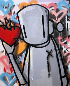 Proof of Life (2022), Chris RWK street art, aerosol art, graffiti, drips, hearts