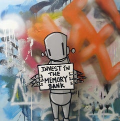 «Real Time Investor». Acrílico y pintura en spray sobre lienzo