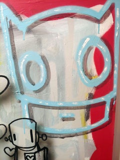 «Scratch The Surface», 24x24, acrílico y pintura en spray sobre lienzo