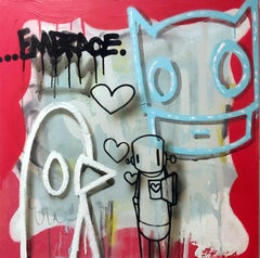 «Scratch The Surface», 24x24, acrílico y pintura en spray sobre lienzo