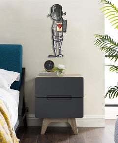 "Steel My Heart" take 20% off metal cutout with Gold leaf and acrylic 26x10"
