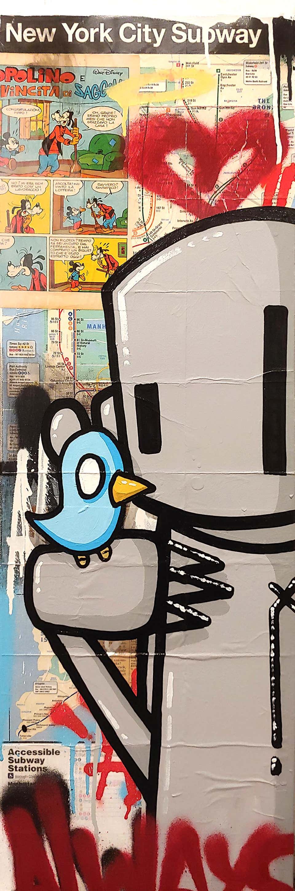 The One Who Listens Painted on NYC Subway Map, 2024