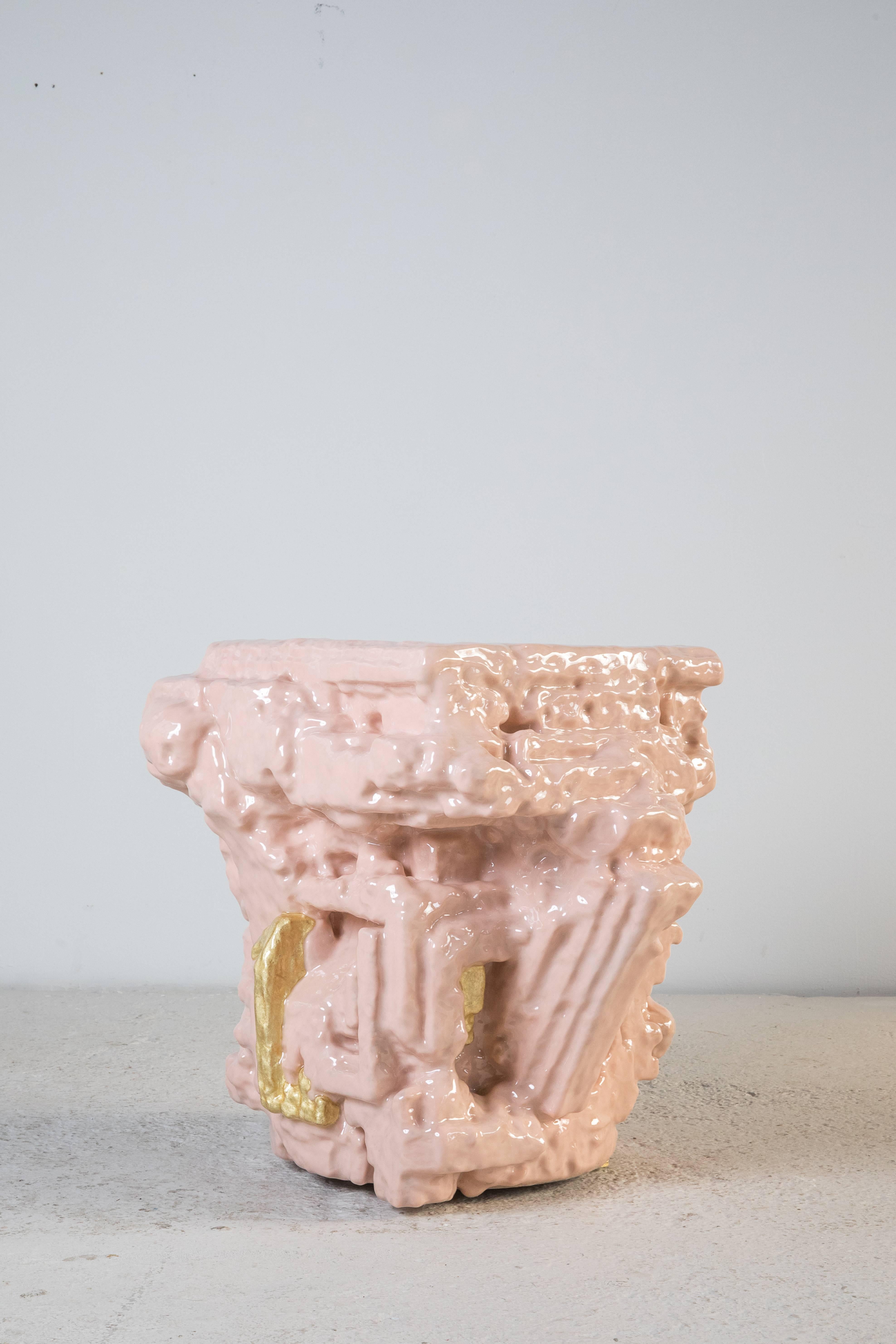 Chris Schanck [American, b. 1975]
Fleshbot, 2018
Aluminum, polystyrene, polymer clay, resin
Size: 24 x 27 x 27 inches
61 x 69 x 69 cm

Detroit-based designer Chris Schanck embraces contradiction in his work, finding a comfortable place between