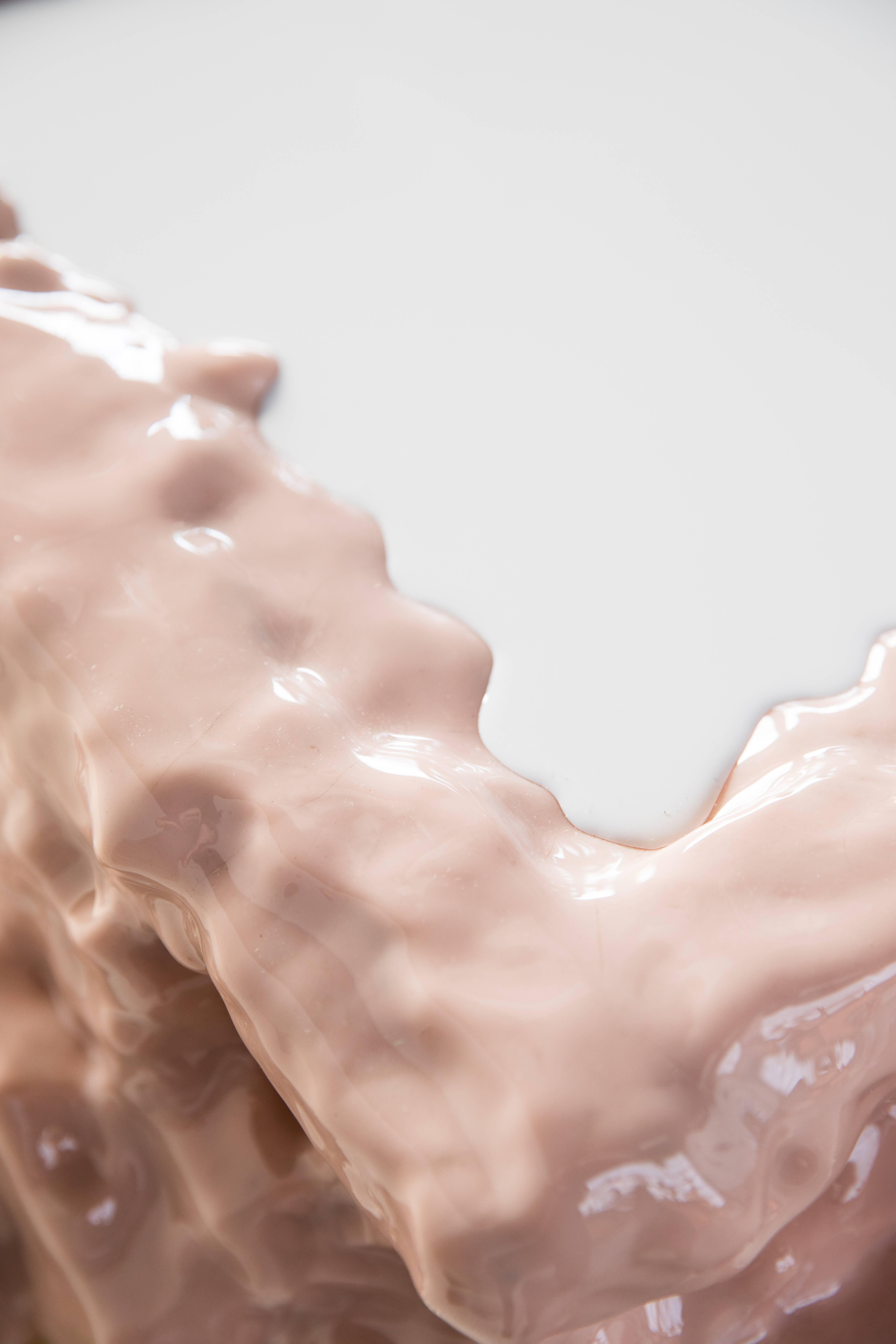 Contemporary Chris Schanck, ’Fleshbot’ Side Table, Pink, Gold, Aluminum, Clay, Resin, 2018