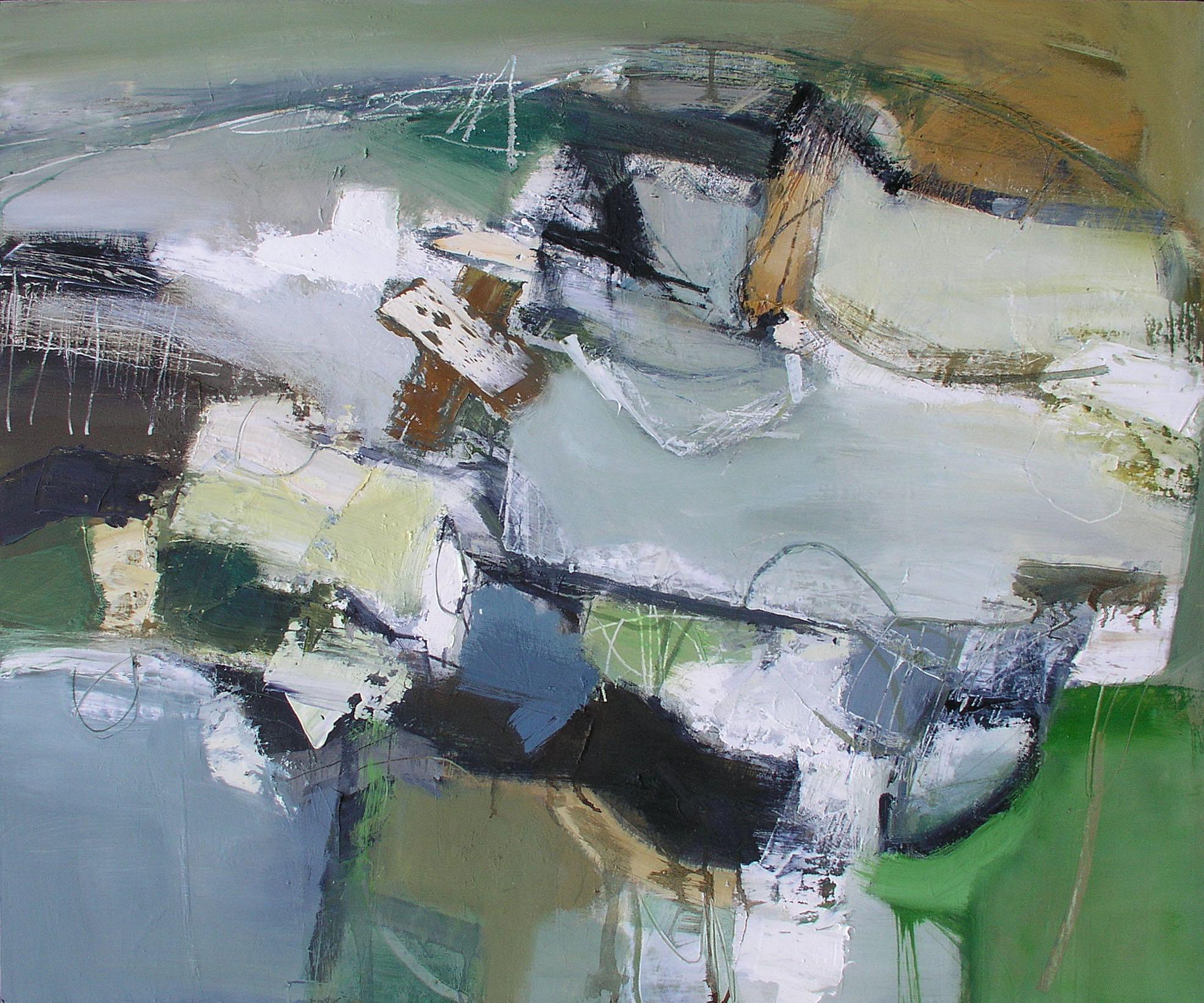 Common Ground: Gestural Abstract Landscape Painting with Blue and Green
