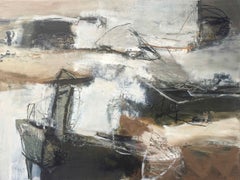 Dispersed: Gestural Abstract Landscape Oil Painting in Earth Tones