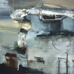 Encounter II: Gestural Abstract Landscape Painting on Board by Chris Sims