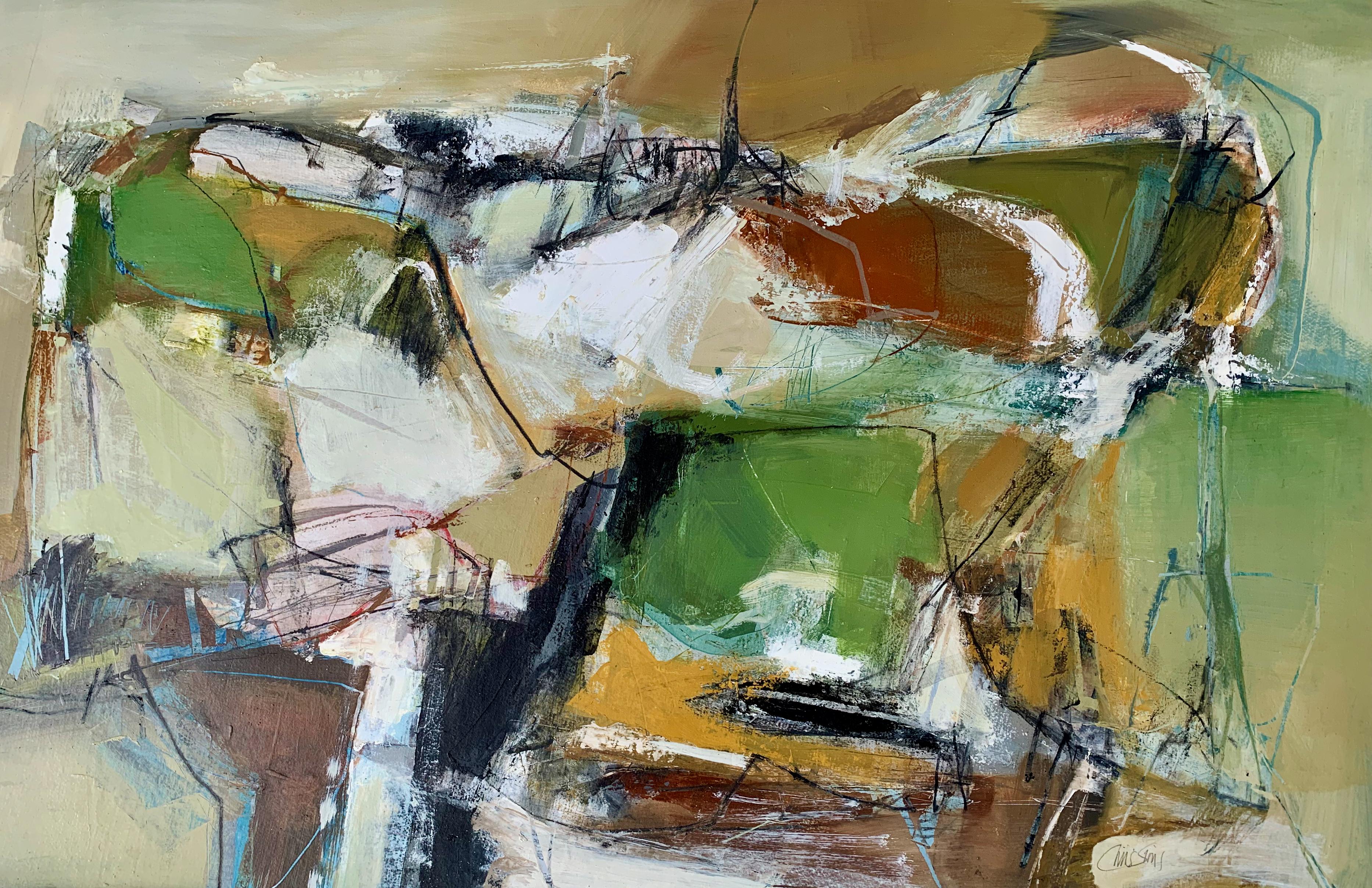 Find My Way Home (LP32): Abstract Oil Painting on Paper (unframed) by Chris Sims