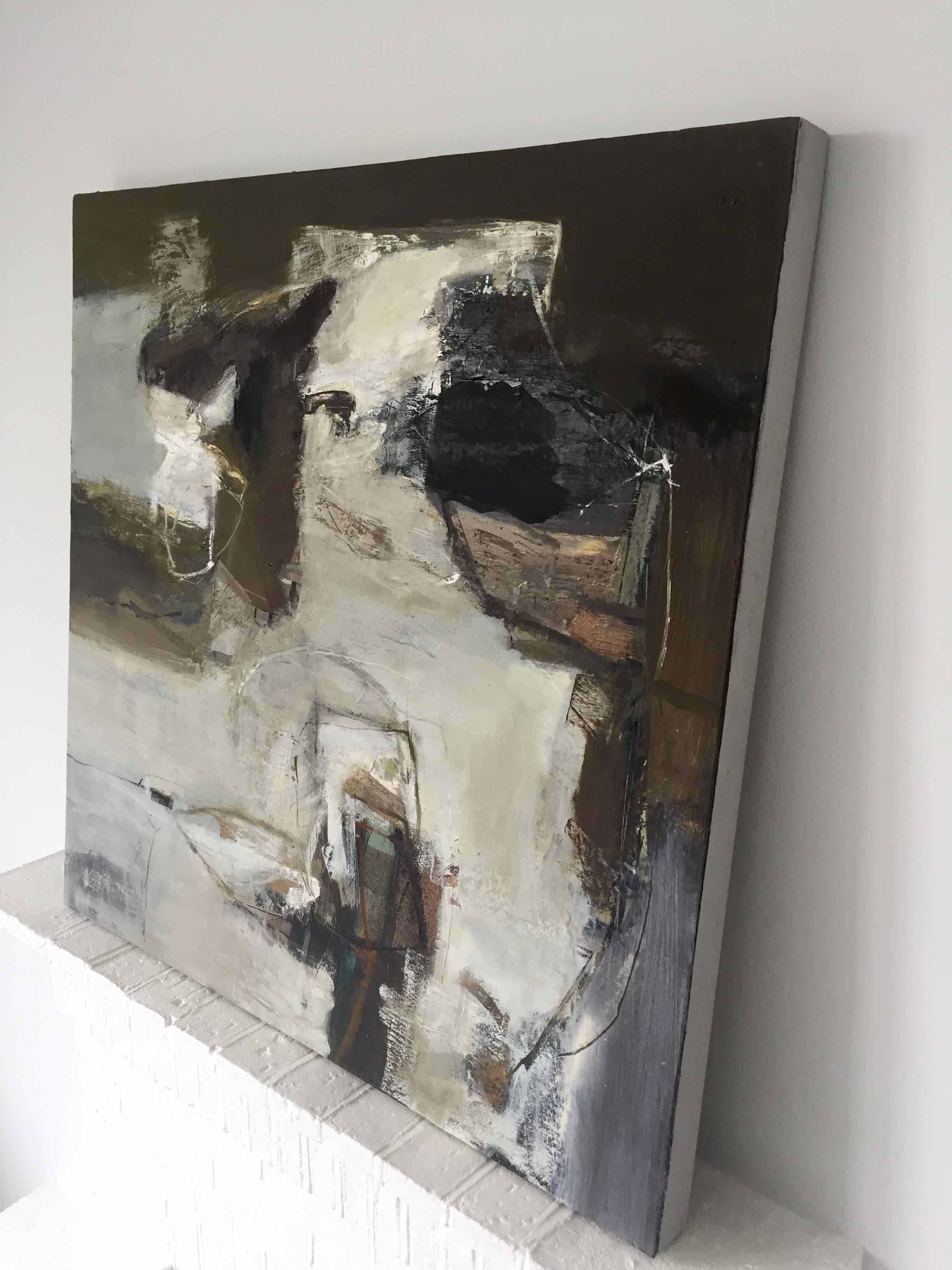 Folding Contour, 2016, oil on board, 23 3/5 × 24 × 1 3/5 in, 60 × 61 × 4 cm by Chris Sims

This painting is one of a set of three, but can be sold individually. It is an original oil painting on board, which has a rear wooden support structure, and