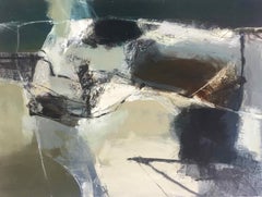 Gentle Rise: Gestural Abstract Landscape Oil Painting in Earth Tones