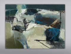Gentle Rise: Gestural Abstract Landscape Oil Painting on board