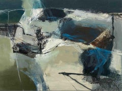 Gentle Rise: Gestural Abstract Landscape Oil Painting on board