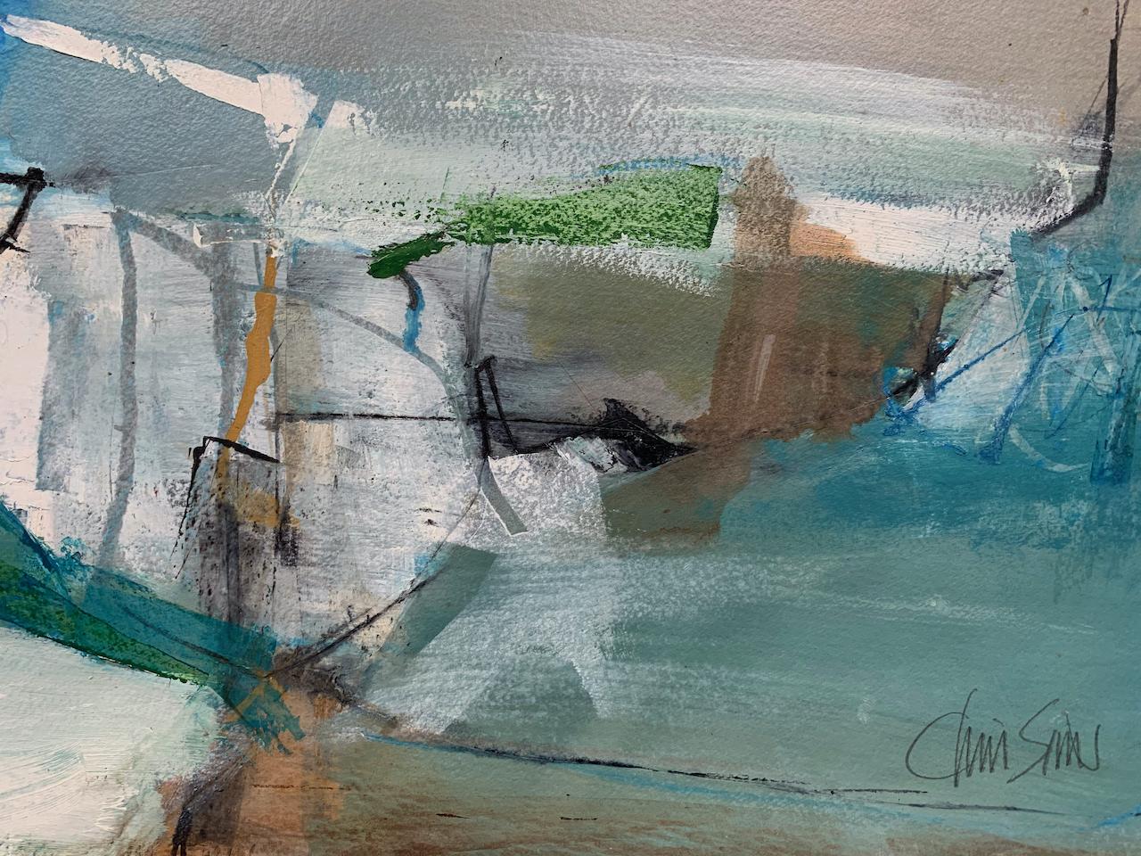 Isolation No 4: Abstract Landscape Painting on Paper by Chris Sims For Sale 2