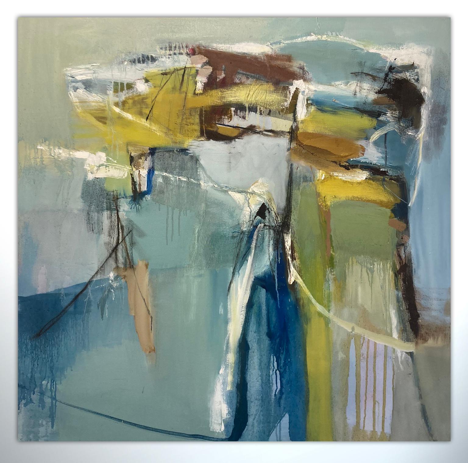 Chris Sims Abstract Painting - Minor Shift: Gestural Abstract Landscape Oil Painting on Canvas