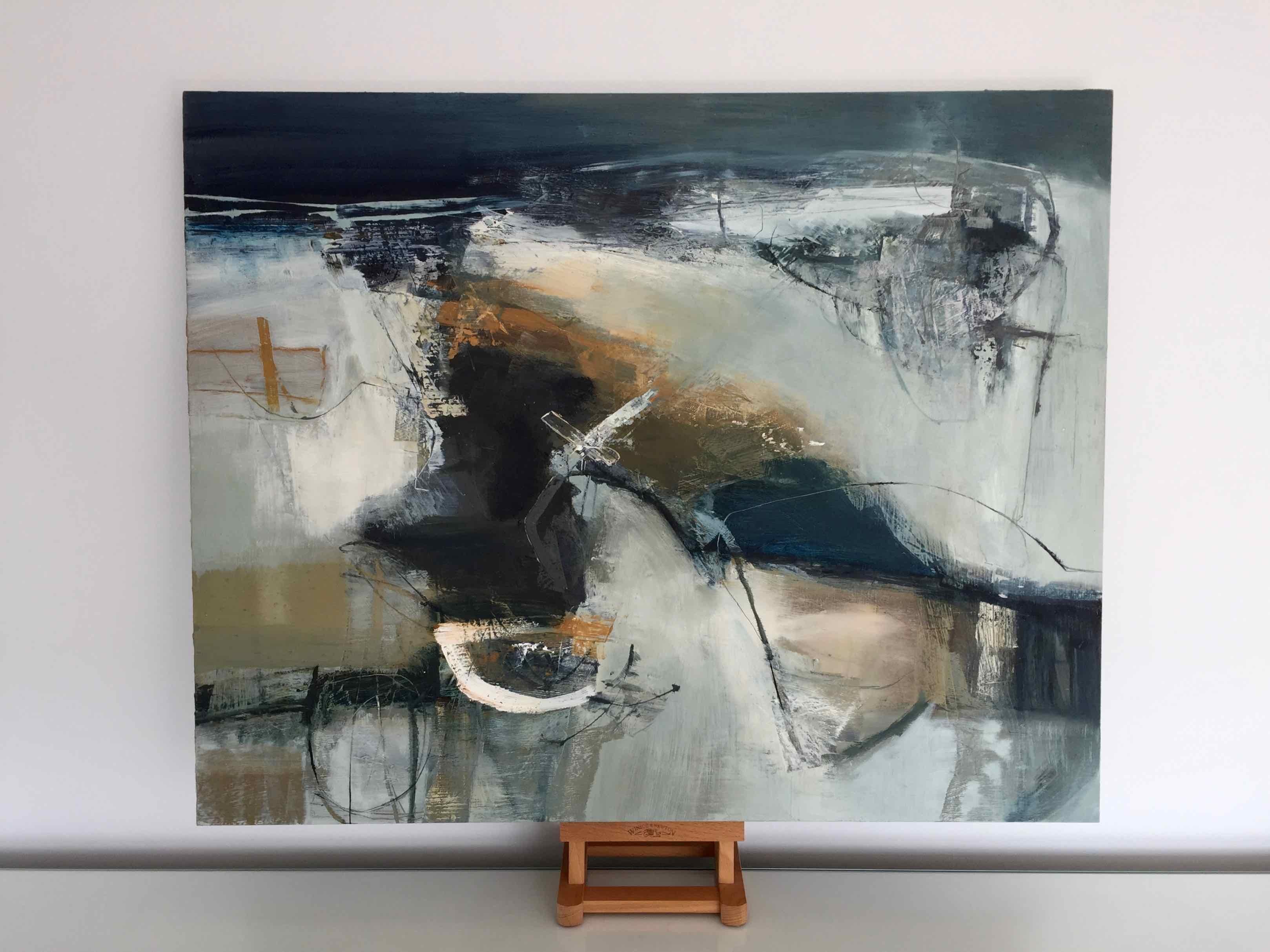 Reaching Further: Gestische abstrakte Landschaft, Ölgemälde von Chris Sims im Angebot 1